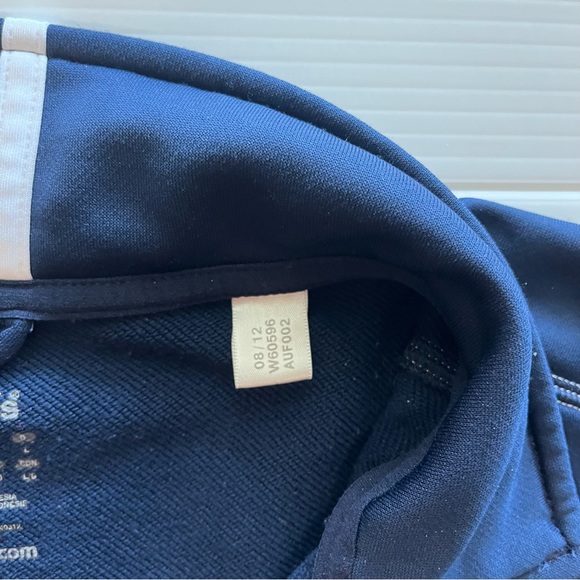 ADIDAS 1/4 Zip Warm Up Jacket Blue 3 White Stripe Size Large - Picture 8 of 12